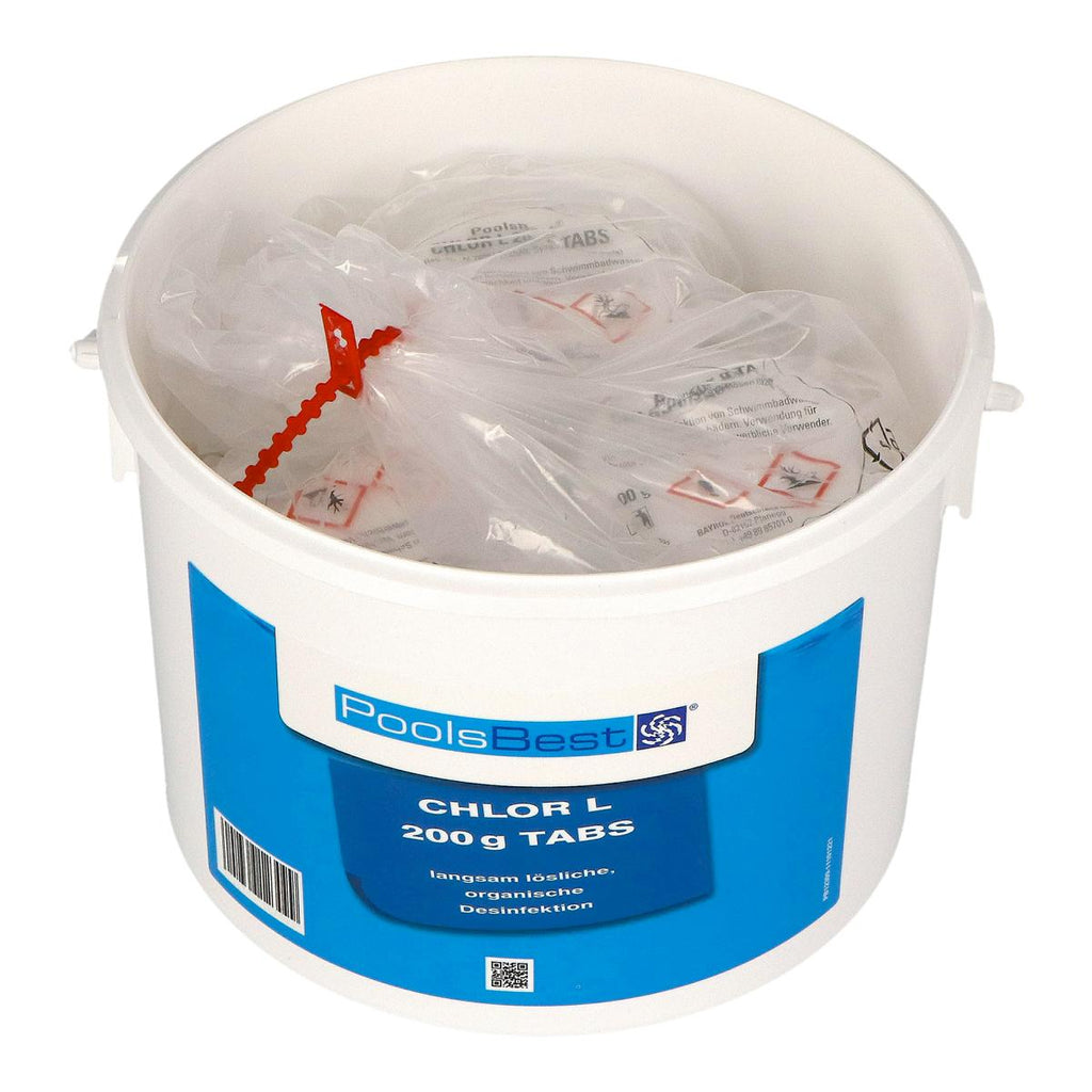 10 kg (2 x 5 kg) - PoolsBest® Chlor L 200g Tabletten 92% Aktivchlor langsamlöslich
