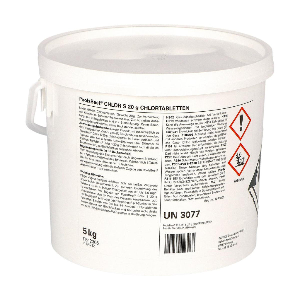 10 kg (2 x 5 kg) - PoolsBest® Chlortabs S 20g - schnelllöslich