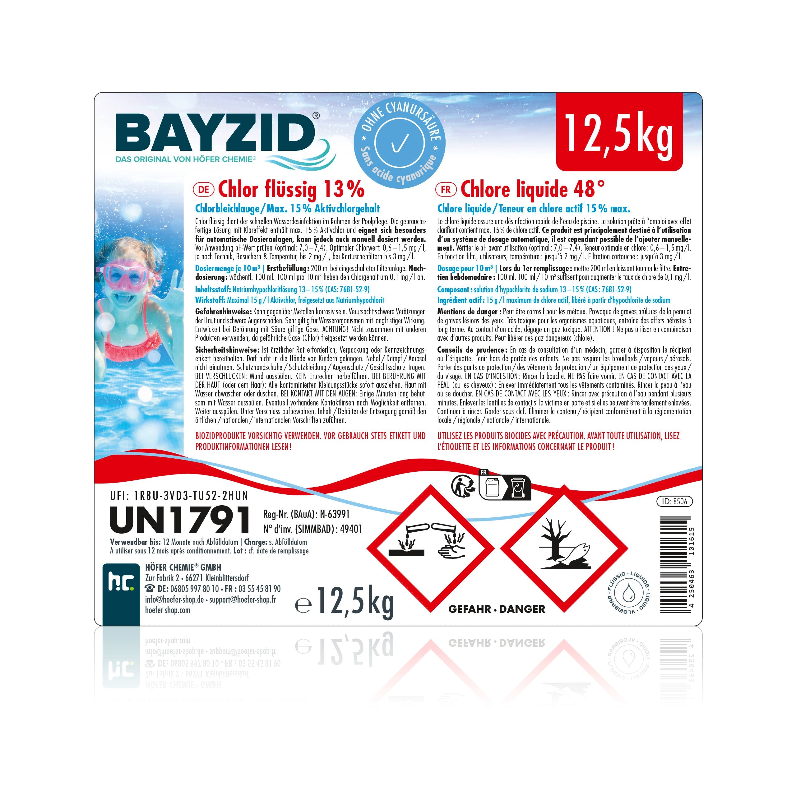 12,5 kg BAYZID® Chlor 13% flüssig