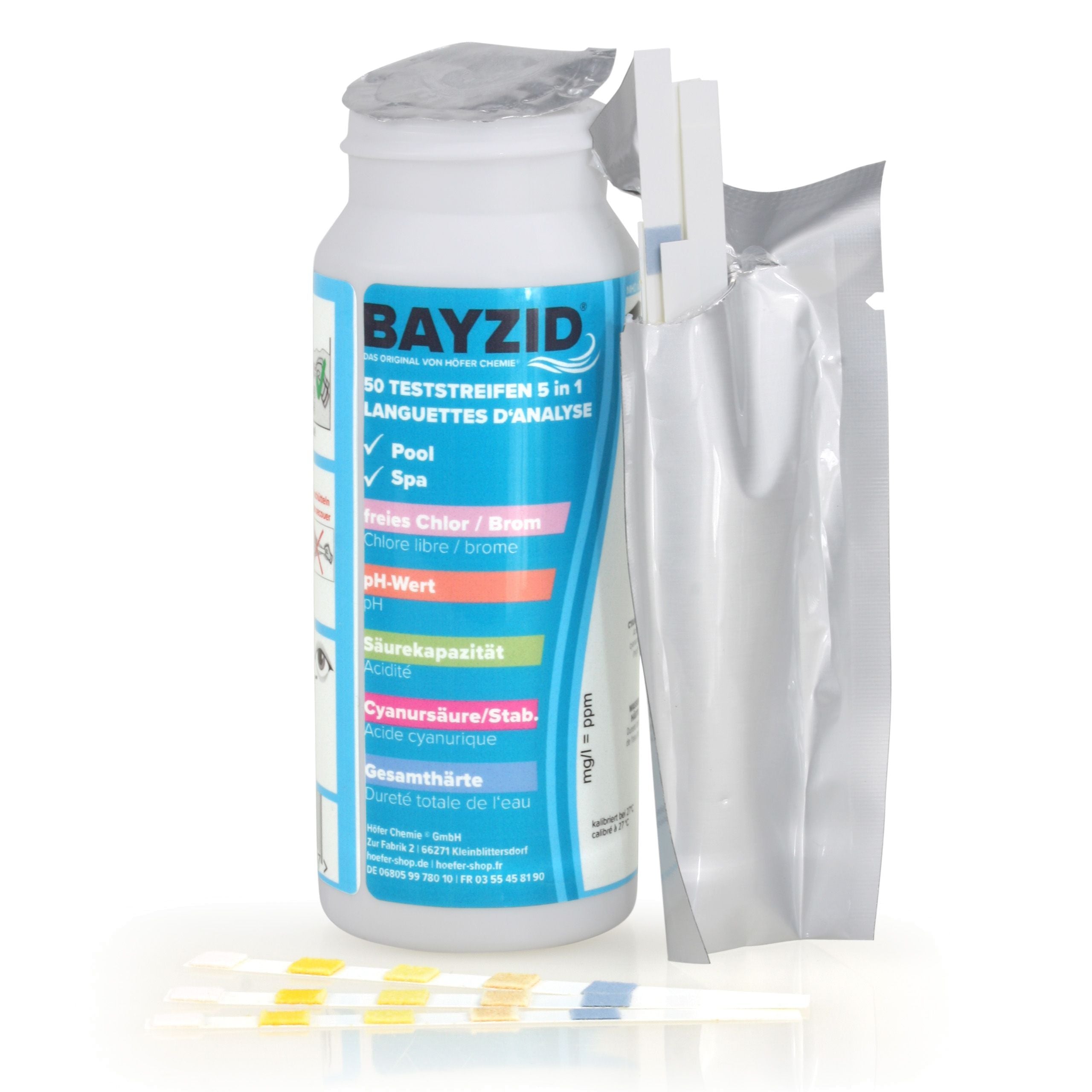 50 Stück BAYZID® 5 in 1 Pool Teststreifen