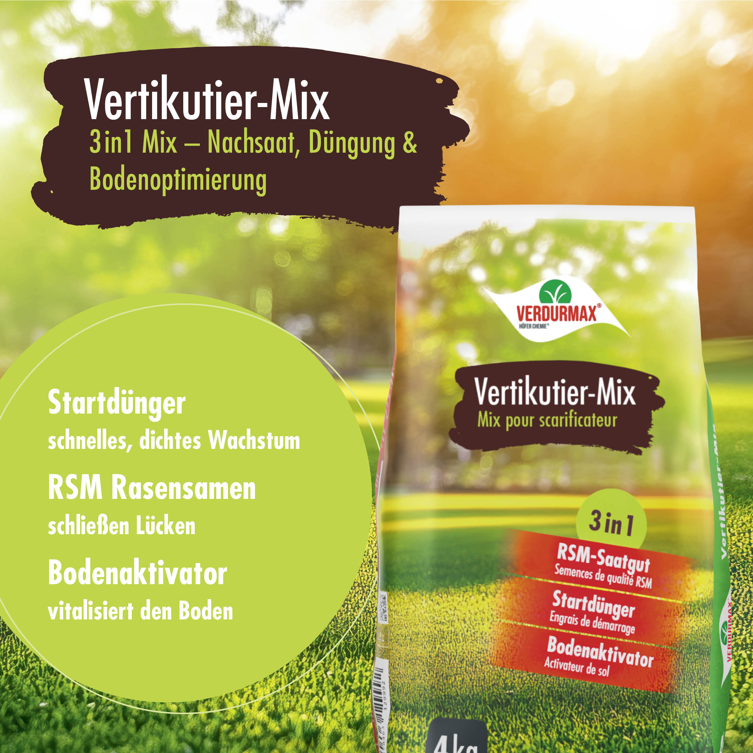 4 kg VERDURMAX® Rasendünger Vertikutier-Mix 3in1