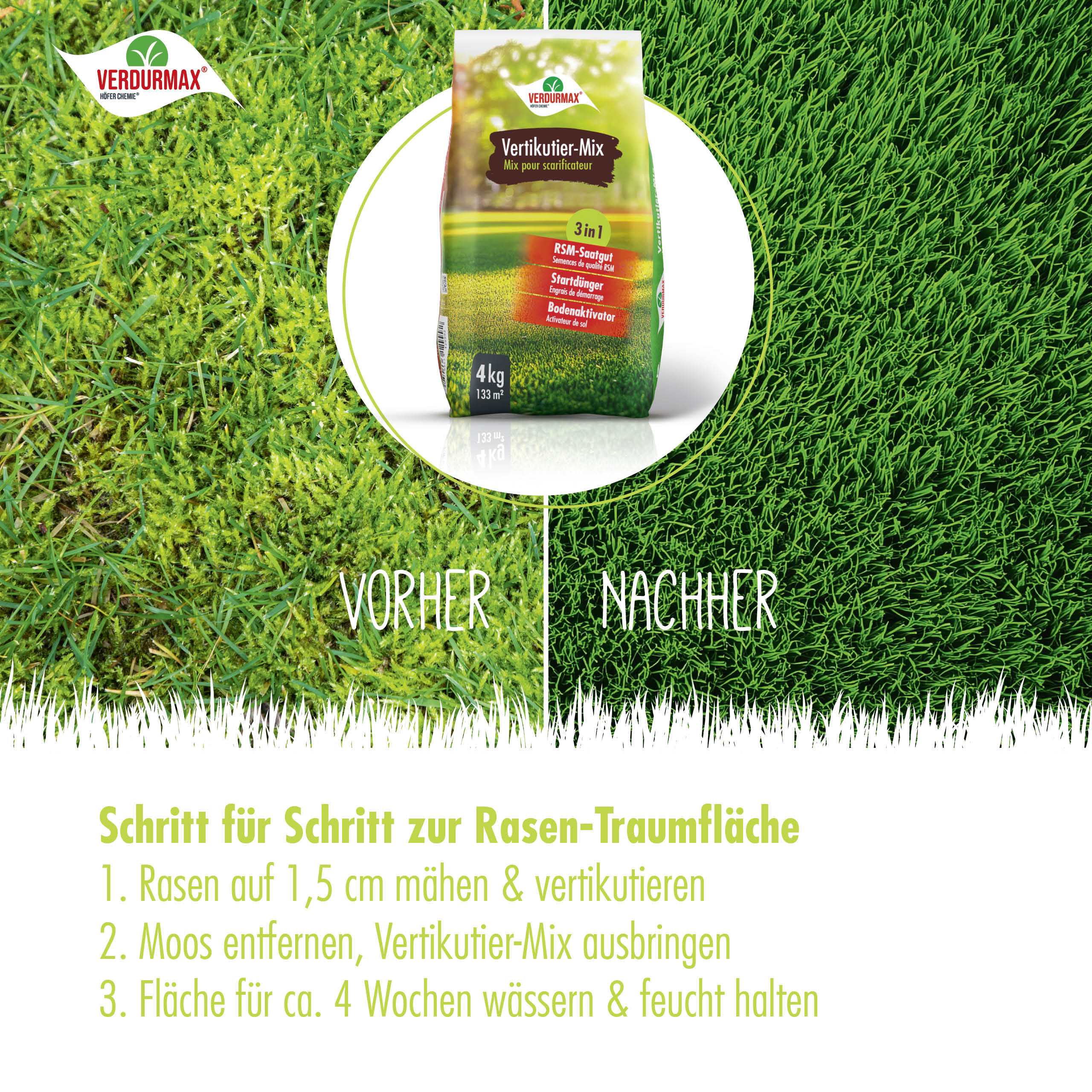 4 kg VERDURMAX® Rasendünger Vertikutier-Mix 3in1
