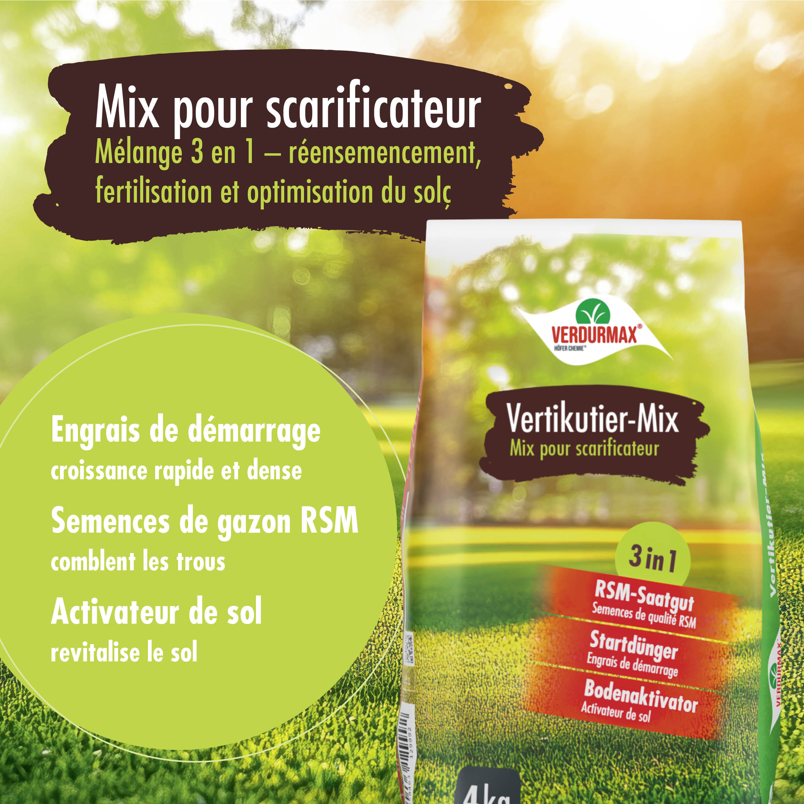 4 kg VERDURMAX® Rasendünger Vertikutier-Mix 3in1