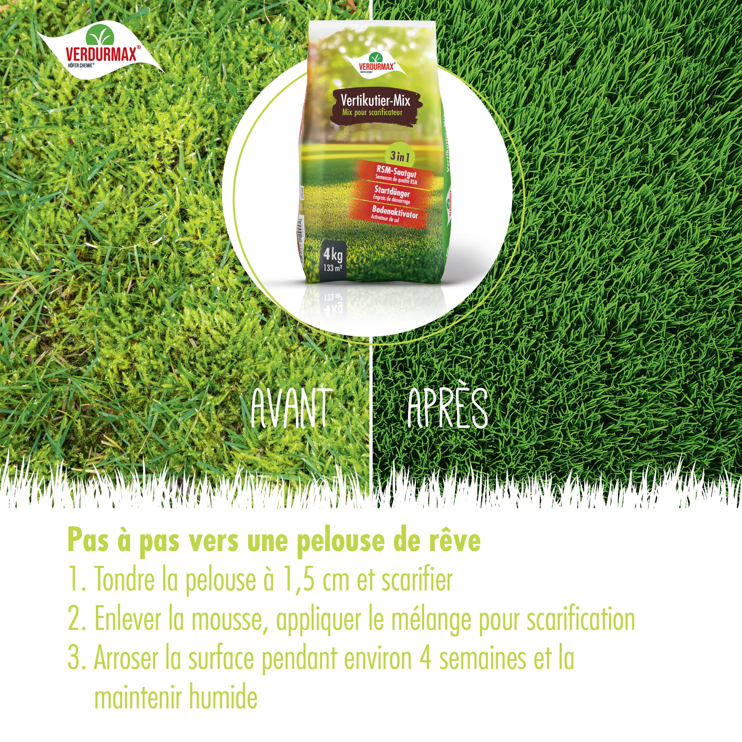 4 kg VERDURMAX® Rasendünger Vertikutier-Mix 3in1