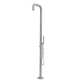 OKU Gartendusche Edelstahl V4A Gebogen mit Kopf- und Handbrause