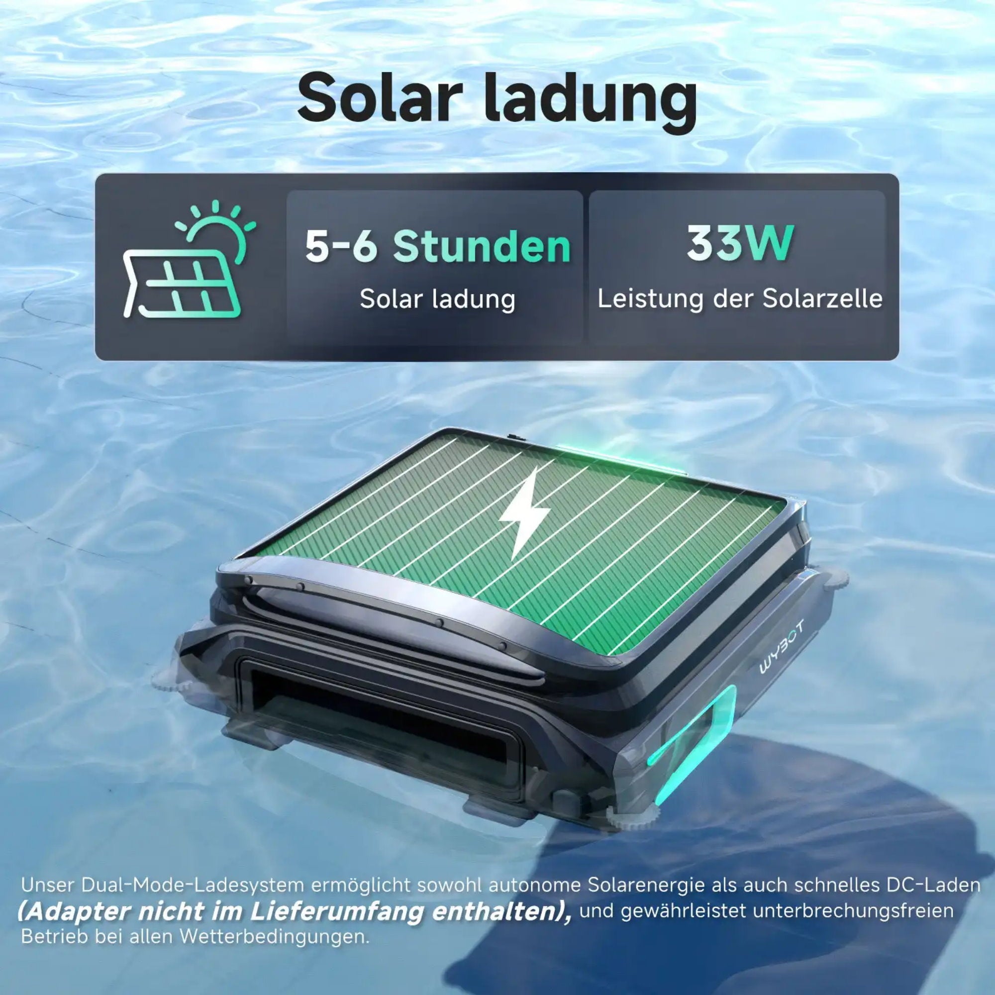 WYBOT F1 - Solar-Skimmer – Kabelloser Pooloberflächenreiniger mit Akku-Power