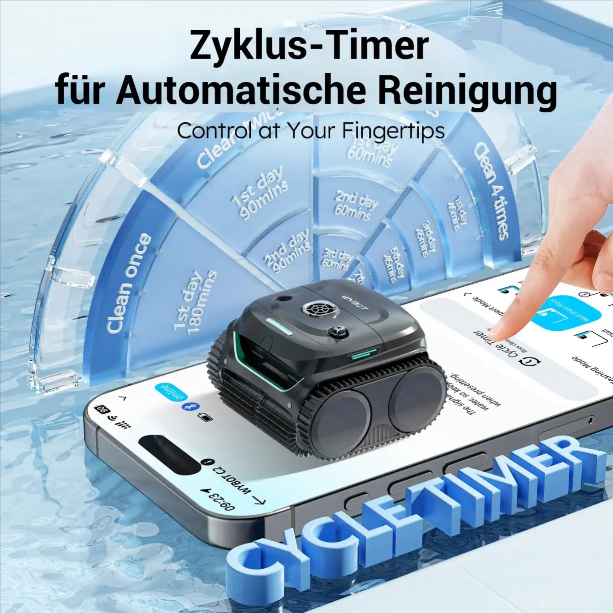 WYBOT C2 – Akku Poolroboter für Boden- & Wandreinigung, leistungsstark & kabellos